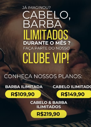 Arte comercial do Clube VIP da Barbearia Tiradentes